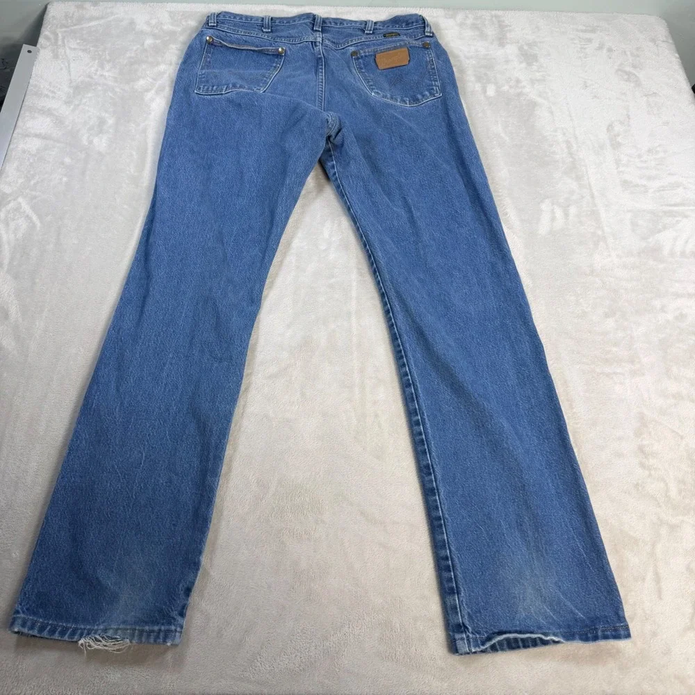 Wrangler Jeans 13MWZ Cowboy Cut Mens 36x34 Blue Cotton Denim Western Workwear